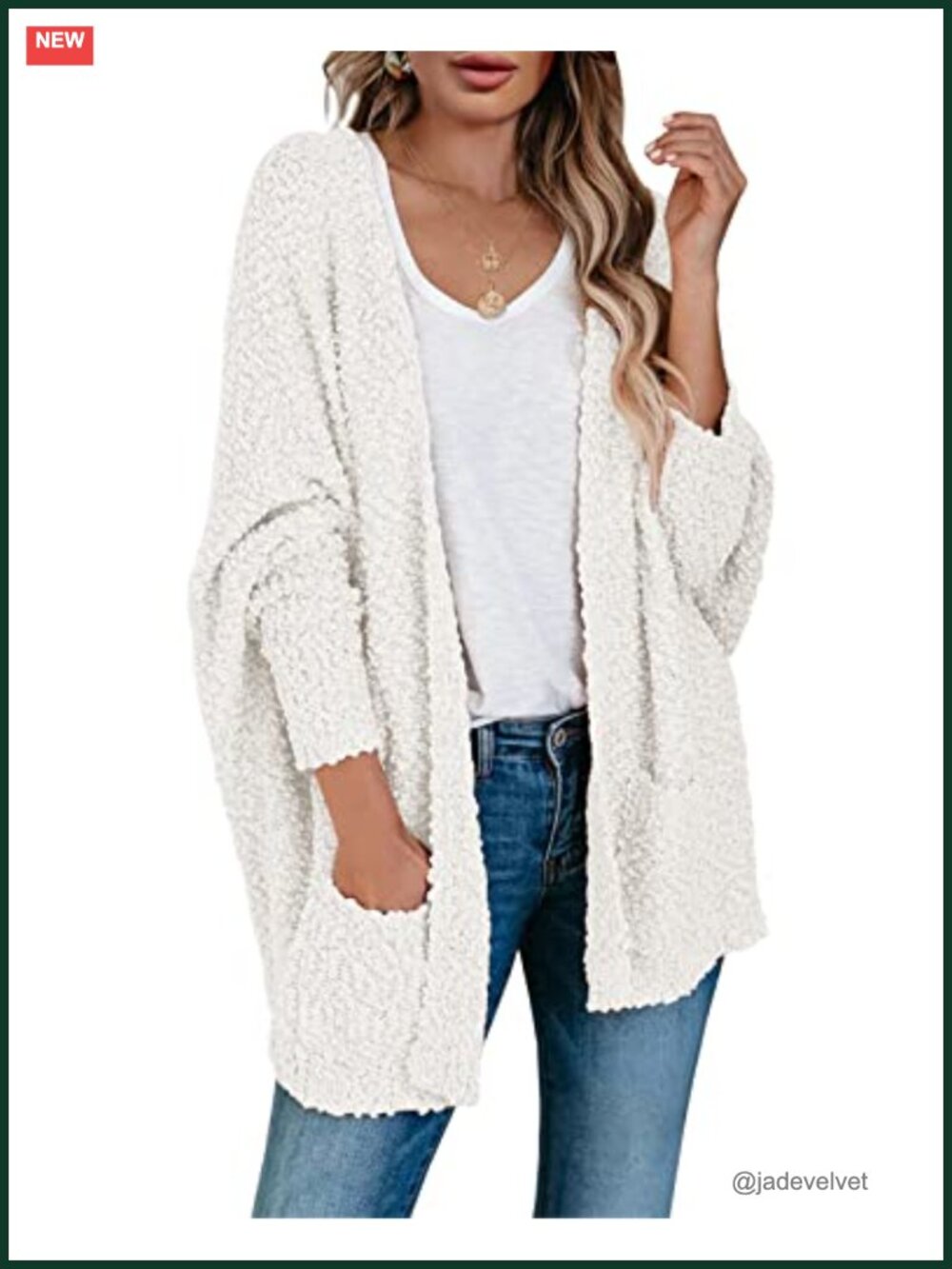 Womens Chunky Popcorn Cardigan Oversized Cozy Long Sweater Batwing Sleeve
